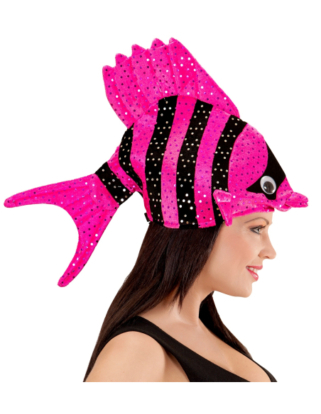 Chapeau poisson tropical rosse et noir - Adulte
