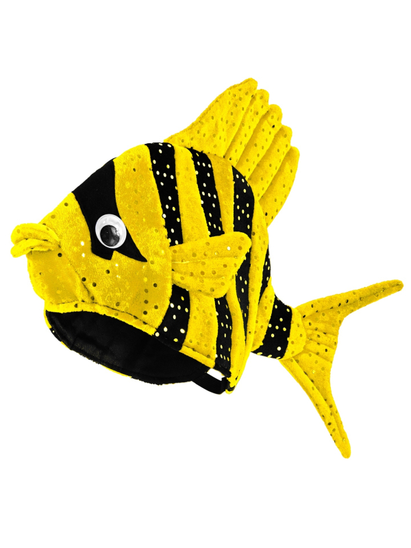 Chapeau poisson tropical jaune et noir - Adulte