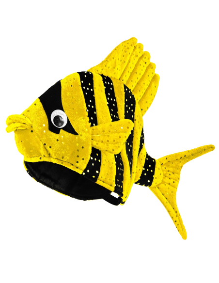 Chapeau poisson tropical jaune et noir - Adulte