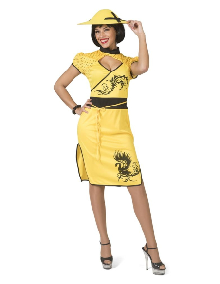 Déguisement Chinoise femme jaune et noir