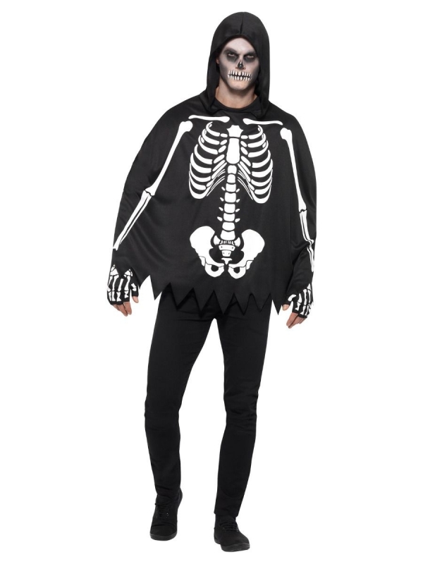 Kit Squelette Noir Adulte (poncho, gants)