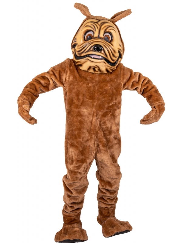 Mascotte de Chien Bulldog marron adulte avec accessoires