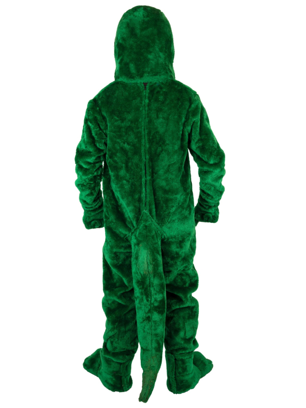 Mascotte de Dinosaure vert adulte avec accessoires