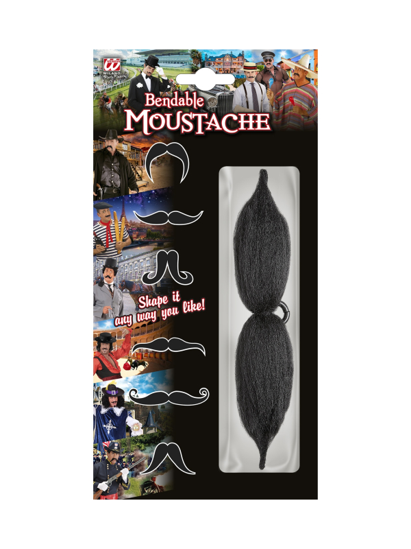 Moustache noire flexible