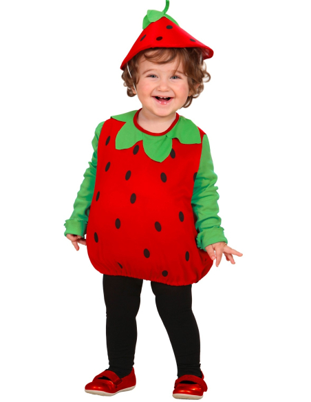 Déguisement bébé, fraise avec chapeau 1-3 ans