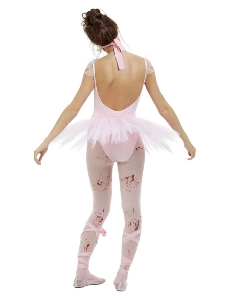 Déguisement de ballerine zombie, Rose (justaucorps, tutu, collants et rubans)