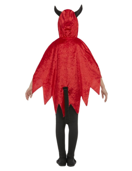 Cape Diable rouge avec cornes, enfant aspect velours