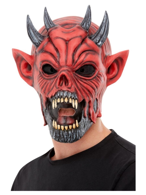 Masque de Diable rouge avec cornes (latex)