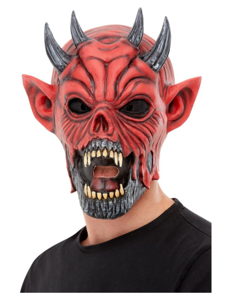 Masque de Diable rouge avec cornes (latex)