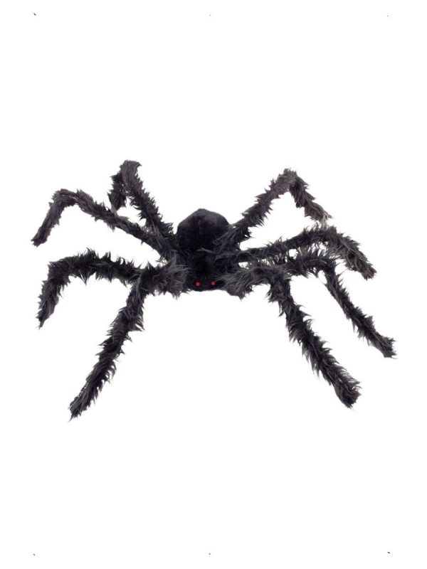Araignée géante noire 102 cm avec des yeux qui s'illuminent