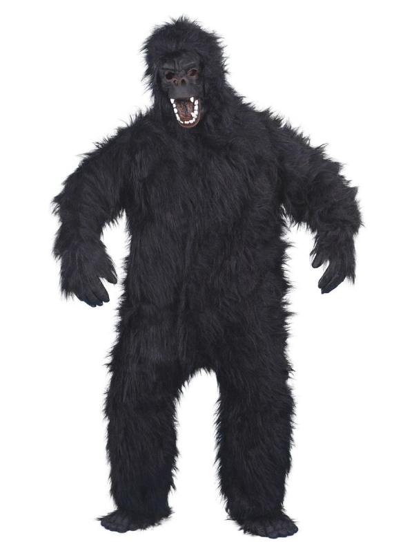 Déguisement Gorille Noir Adulte (combinaison, masque, pieds et mains)