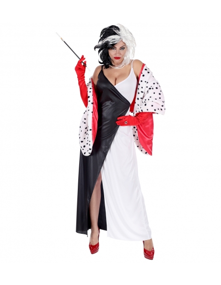 Déguisement Cruella femme du S au XL (robe et étole)