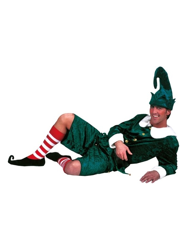 Déguisement Elfe de Noël homme, vert avec bonnet