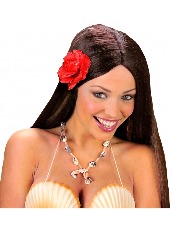 Rose rouge pour cheveux avec clip