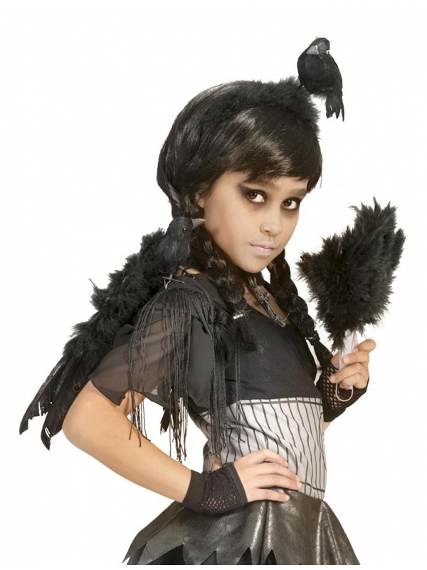 Ailes noires en plumes 33 x 34 cm enfant