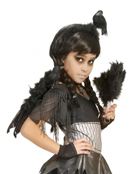 Ailes noires en plumes 33 x 34 cm enfant