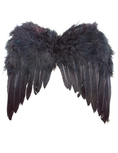 Ailes noires en plumes 33 x 34 cm enfant