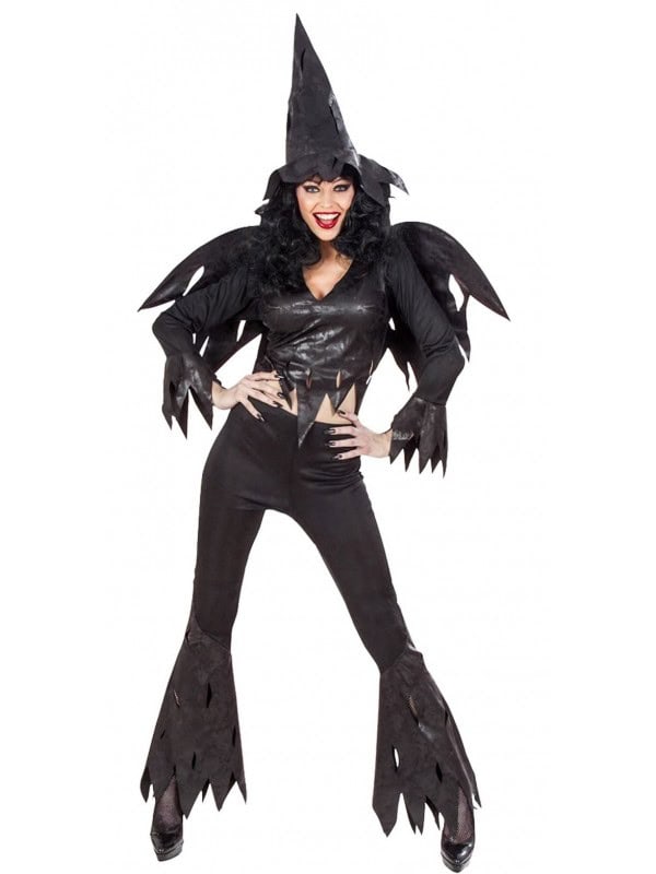 Déguisement Sorcière fun- Top, pantalon, ailes et chapeau