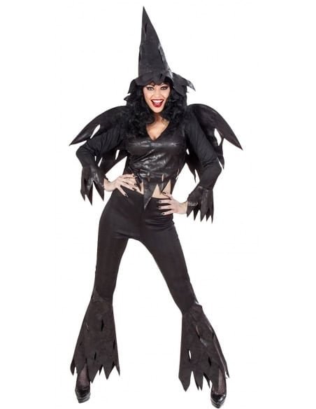 Déguisement Sorcière fun- Top, pantalon, ailes et chapeau