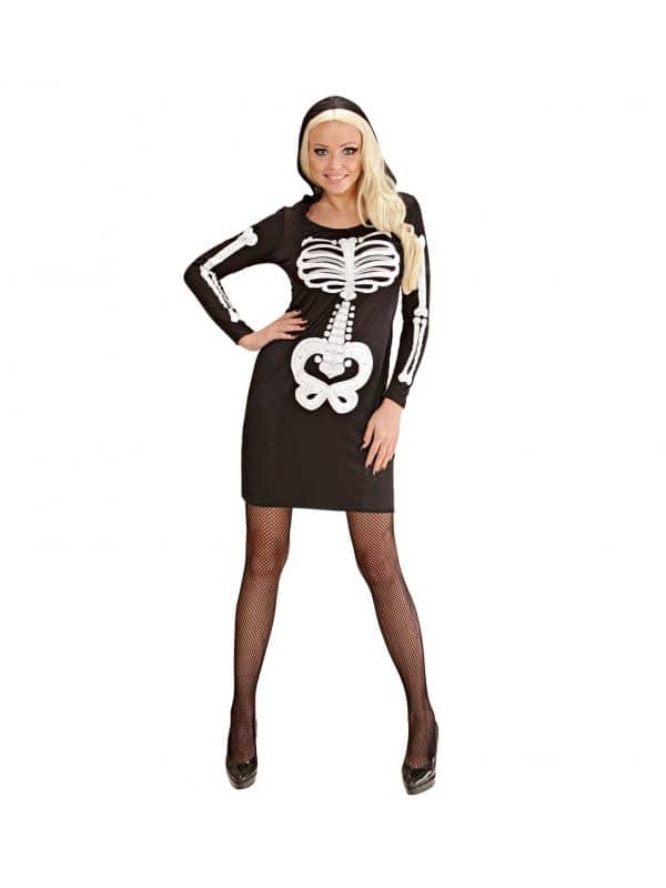 Déguisement Squelette glamour femme avec capuche