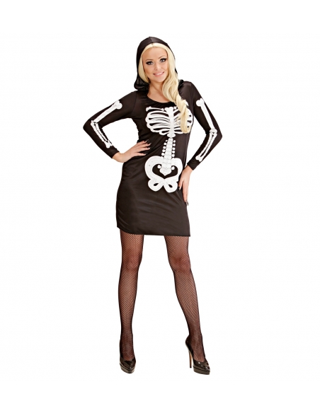 Déguisement Squelette glamour femme avec capuche
