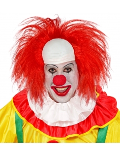 Perruque Clown avec calotte et cheveux rouge