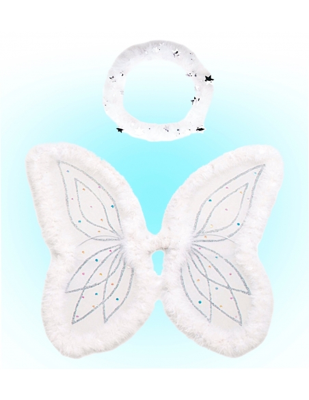Set Ange pailleté avec auréole et ailes modulables