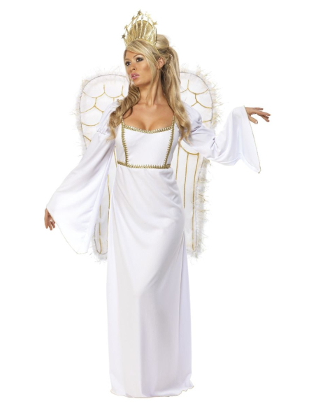 Déguisement Ange femme (robe, couronne et ailes)
