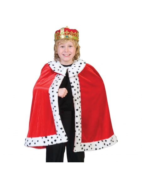 Cape Roi rouge avec fourrure blanche enfant