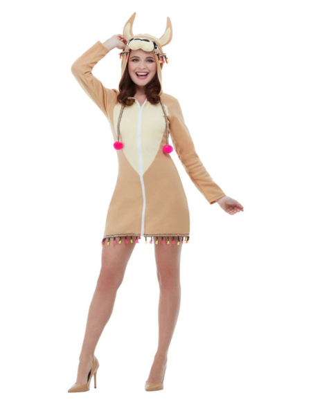 Déguisement de lama, Marron, avec robe à capuche