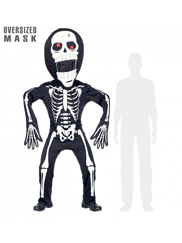 Déguisement squelette homme avec masque géant