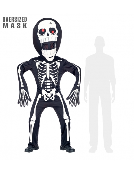 Déguisement squelette homme avec masque géant