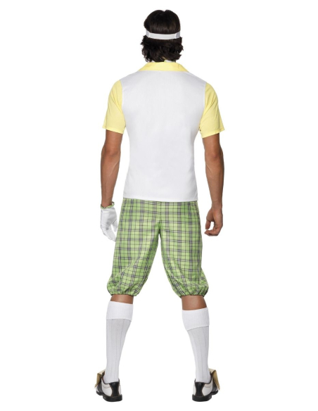 Déguisement joueur de golf vert et jaune (haut, pantacourt & la visière)