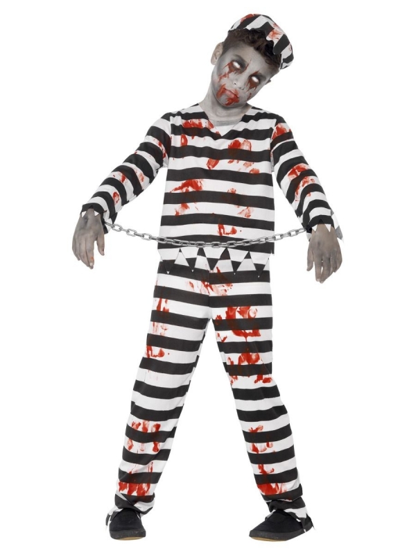 Déguisement zombie enfant prisonnier (haut, pantalon, chapeau)