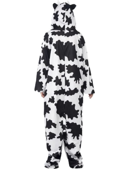 Déguisement de vache noir et blanc adulte avec capuche