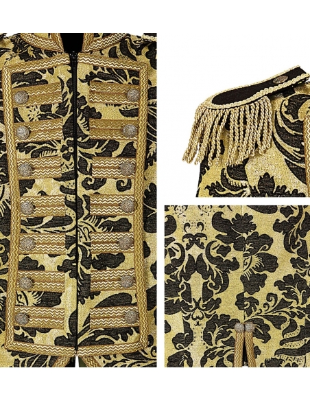 Veste baroque homme noir et dorée de luxe