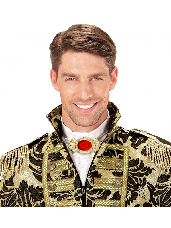 Broche baroque dorée avec pierre rouge