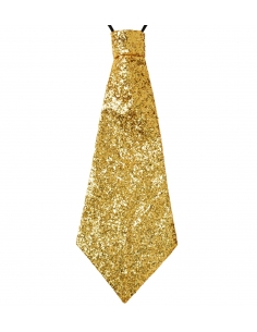 Cravate lurex dorée avec élastique