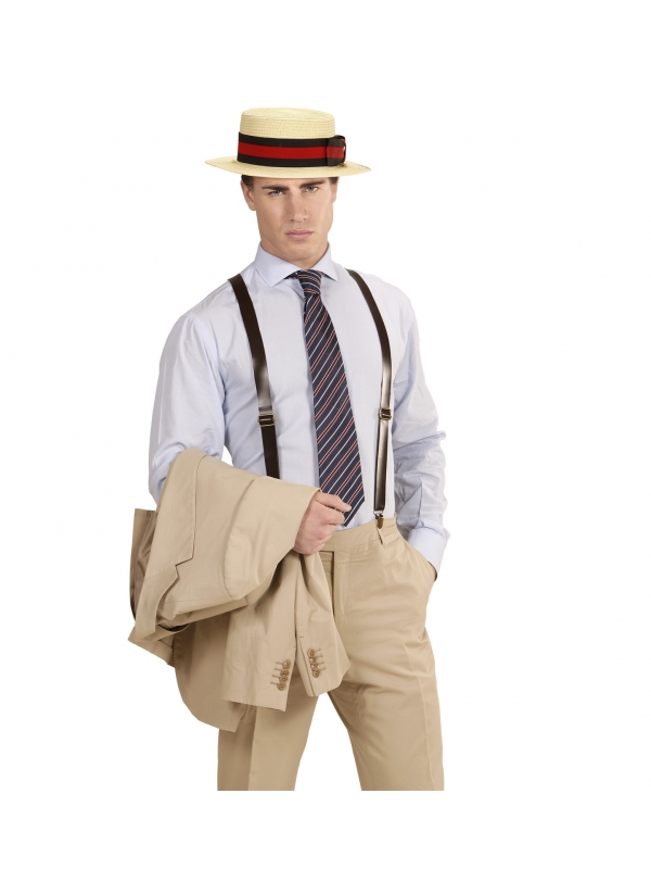 Canotier de luxe avec ruban rouge et noir