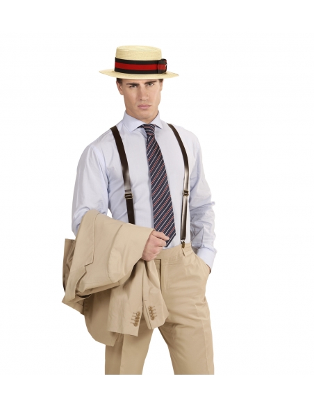 Canotier de luxe avec ruban rouge et noir