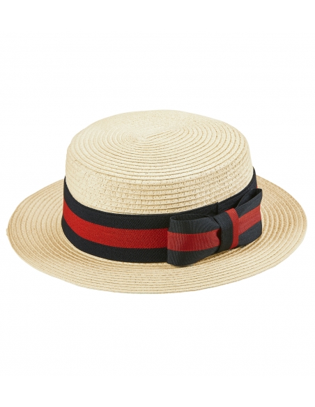 Canotier de luxe avec ruban rouge et noir