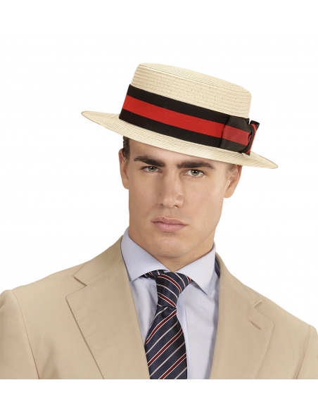Canotier de luxe avec ruban rouge et noir
