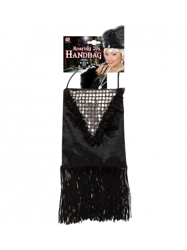 Sac rétro années 20 noir avec franges et paillettes