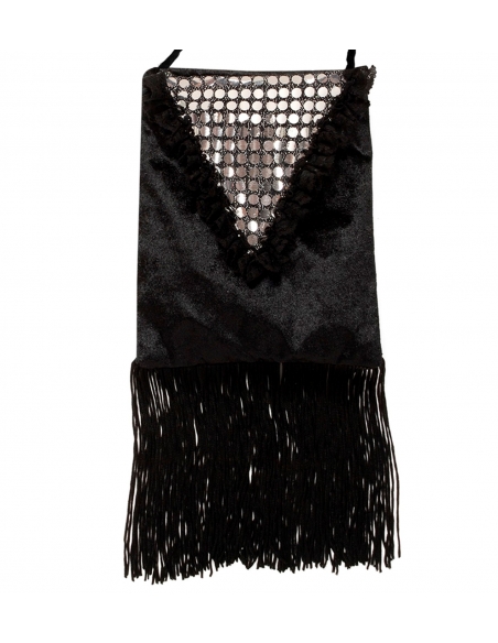 Sac rétro années 20 noir avec franges et paillettes