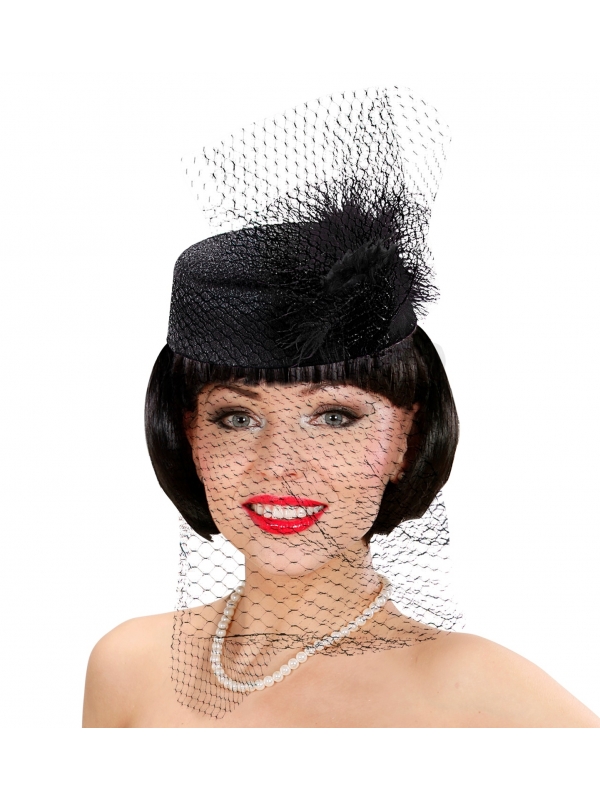 Chapeau Bibi noir avec voile