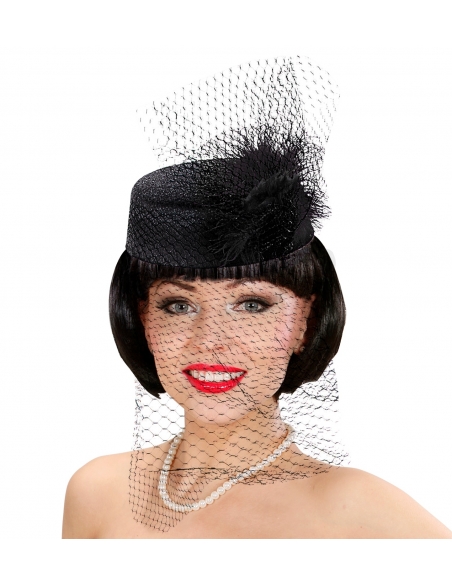 Chapeau Bibi noir avec voile