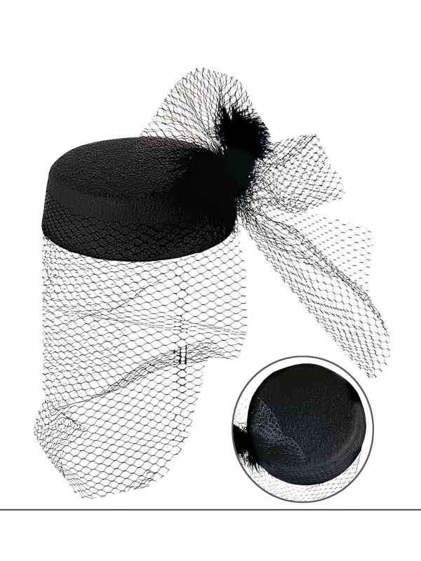 Chapeau Bibi noir avec voile