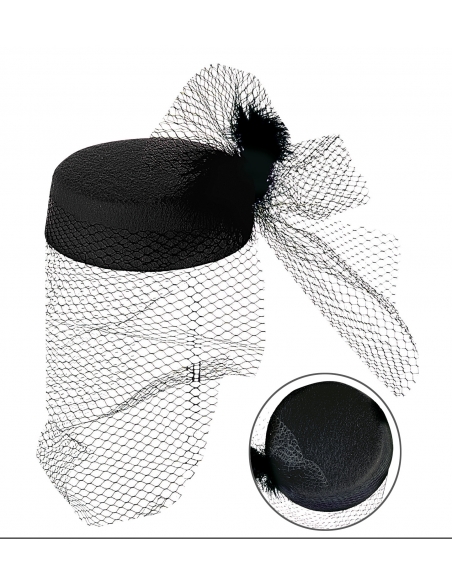Chapeau Bibi noir avec voile