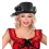 Chapeau haut de forme noir, femme avec voile et rose