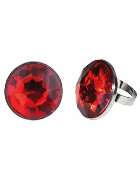 Bague réglable avec pierre rouge